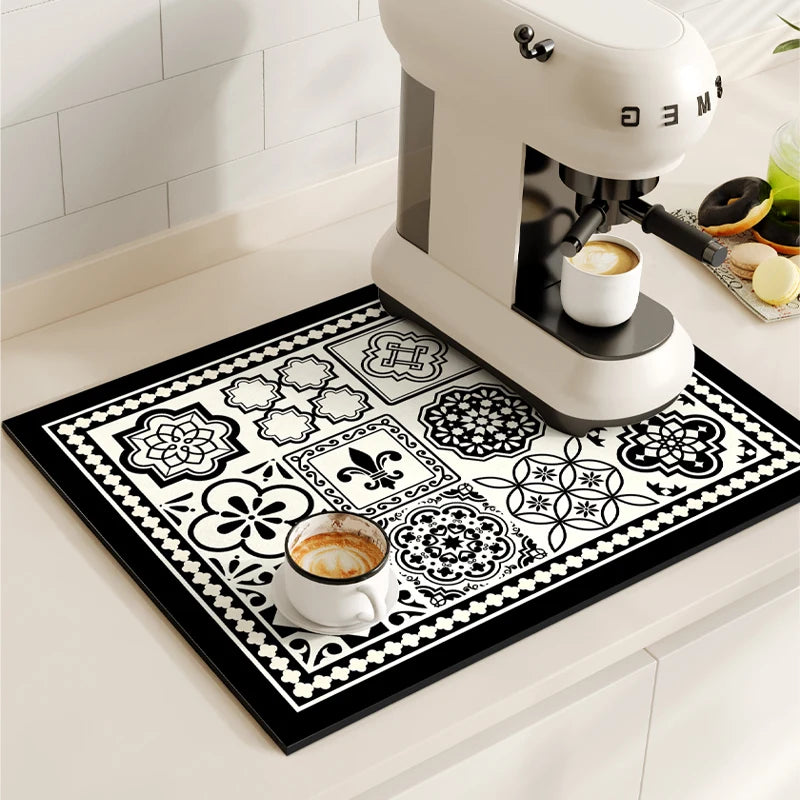 Coffee Machine Mat Waterproof Kitchen Draining Pad Non-slip Drain Dish Drying Mats Heat Resistant Tableware Placemat Dinnerware