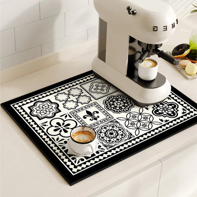 Coffee Machine Mat Waterproof Kitchen Draining Pad Non-slip Drain Dish Drying Mats Heat Resistant Tableware Placemat Dinnerware