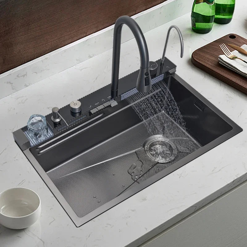 Popular Honeycomb Stainless Steel Kitchen Sink For Modern Kitchen Waterfall Sink For Kitchen Multifunctional Set