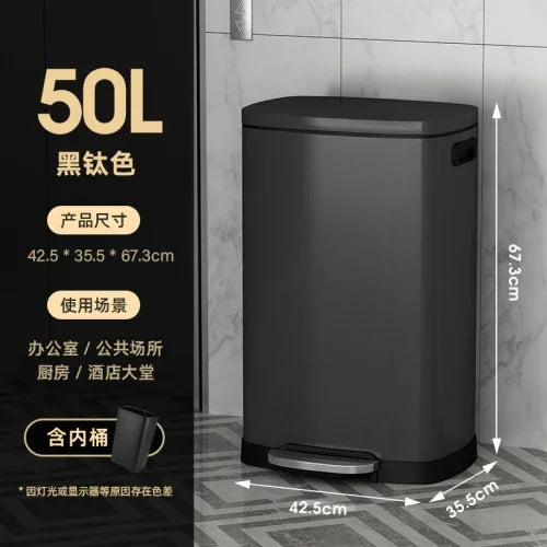 50 liter ultra large capacity stainless steel trash can, pedal style kitchen dedicated high-end household use