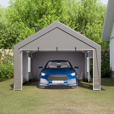 LZBEITEM 13x20 Heavy Duty Steel Carport Storage Canopy Garage Tent w/ Removable Sidewalls