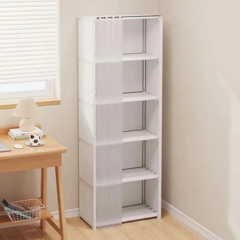 Wardrobe Storage Rack Multi-layer Dustproof Storage Cabinet Multifunctional with Curtains Bedroom Portable Clothe Home Furniture