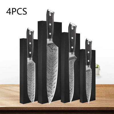 WXCOO Professional Kitchen Chef Knives Set Stainless Steel Boning Knife Damascus Steel Pattern Cleaver Fruit Bread Santoku Knife