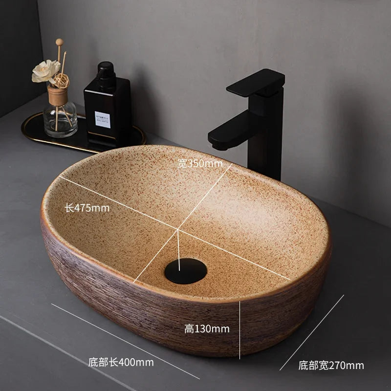 Medieval style platform basin ceramic art bathroom washing creative washbasin household washsink single