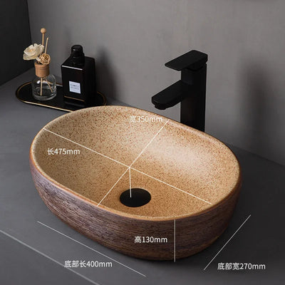 Medieval style platform basin ceramic art bathroom washing creative washbasin household washsink single