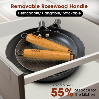 2025  Non Stick Frying Pans  Dishwasher Safe Nonstick Frying Pan Set, Detachable Handle, Christmas Gifts