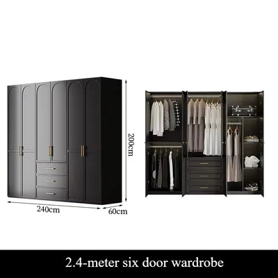 French Retro Style Black Wardrobes Storage Multilayer Cabinet Open Closets Wardrobes Bedroom Drawers Rangement Chambre Furniture