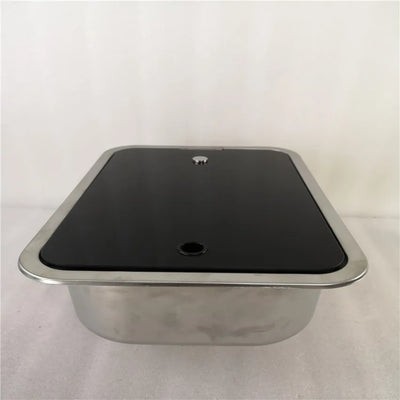 Stainless Steel Sink with Tempered Glass Lid 380*280*136mm GR-566B Boat Caravan