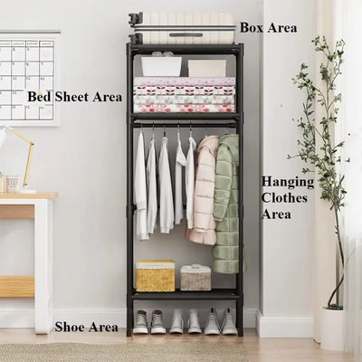 Simple Storage Rack Bedroom Vertical Single Row Multi-storey Removable Coat Hanger Waterproof Antirust Save Space Storage Rack