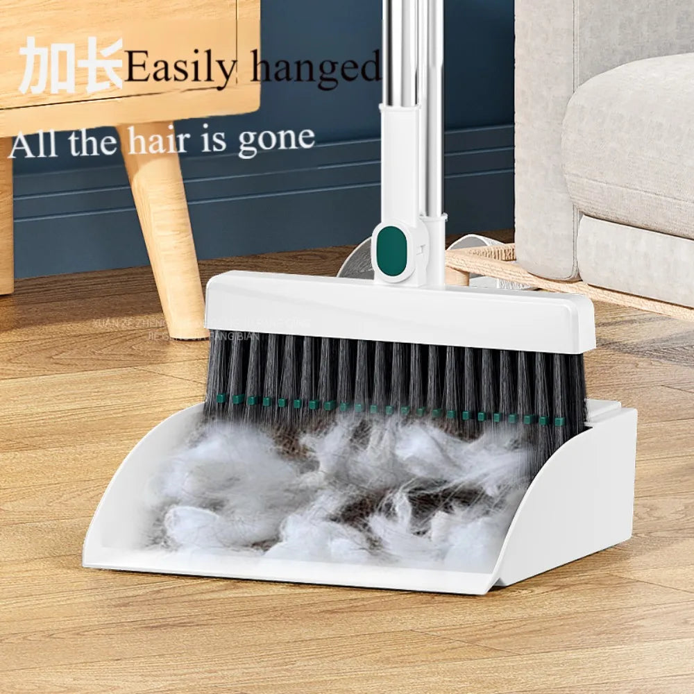 Household folding broom broom dustpan set Soft brush whisk broom strip non-stick hair sweeping cleaning and scraping