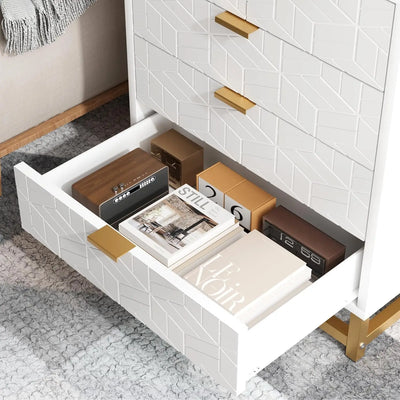 Drawers, Modern Dressers with Gold Metal Handles for Hallway, Entryway