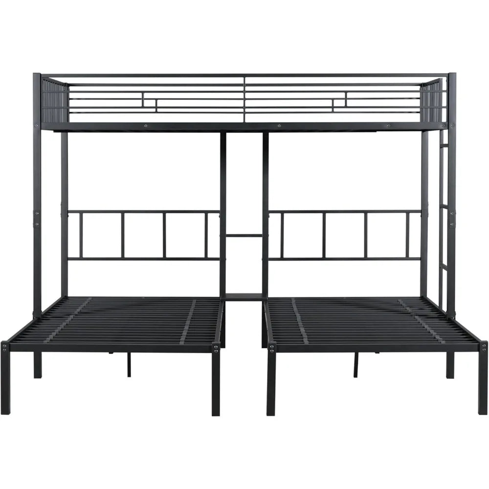 Metal Bunk Bed Separatable Twin Over Twin Triple Bunk with Slat Support No Box Spring Needed