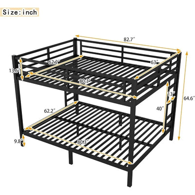 Bunk Bed Queen Over Queen, Heavy Duty Metal Bunk Bed Frame, Queen bunk Bed for Adults, Adult bunk beds Heavy Duty