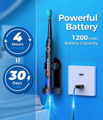 Electric Toothbrush for Adults with 8 Brush Heads, Sonic Electric Toothbrush with 40000 VPM Deep Clean 5 Modes, Rechargeable