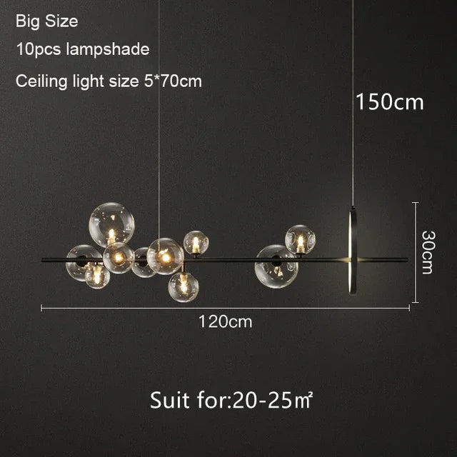 Nordic Creative Maison Pendant Lights Modern Simple Strip Chandelier Restaurant Living Room Luxury Glass Bubble LED Decor