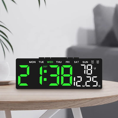 LED Digital Alarm Clock Brightness Adjustable Electronic Alarm Clock Date Temp Week Display Table Clock USB Output Bedside Clock