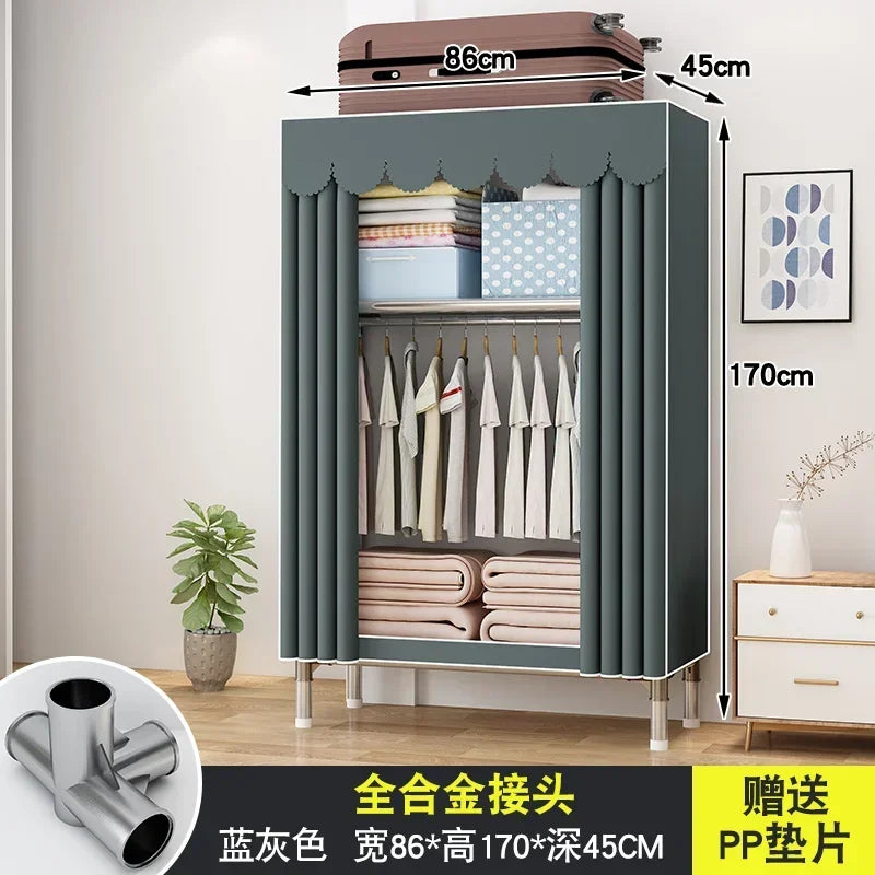 Simple Steel Frame Wardrobe  Easy Assembly, NonWoven Fabric Closet, Durable Storage Solution, Bedroom Organization