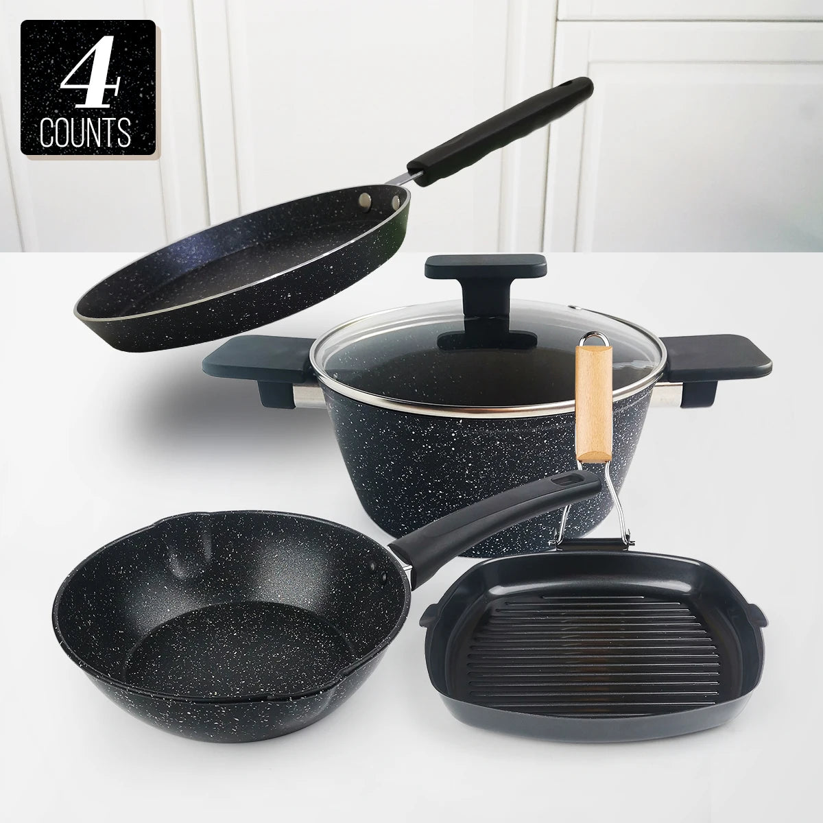 Pot set Stockpot frying pan Pan Pan Pancake pan Egg frying pan non-stick frying pan set 4 pieces