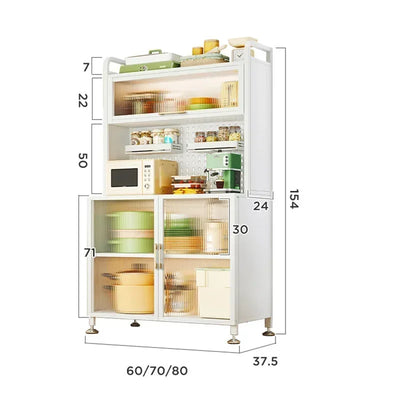 Modern Kitchen Cabinet Hutch Movable Full Door Glass Cabinet Storage Display Cupboards Muebles Cocina Multifunctional Furniture