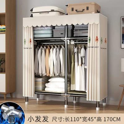 Durable Alloy Steel Wardrobe  HighCapacity Closet with Polyester Taffeta, Easy Clean Bedroom Storage, Clothing Organizer