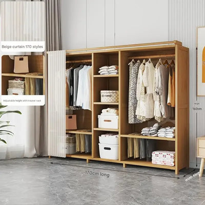 Space Saving Cheap Closet Modern Minimalist Nordic Display Lounge Open Wooden Wardrobe Storage Vestidores Trendy Furniture