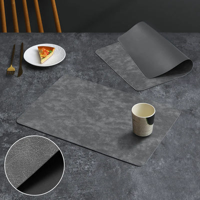 Square Leather Waterproof Double Layer Cowhide Pattern Western Food Mat Hotel Insulation Mat Dining Table Mat Household Use