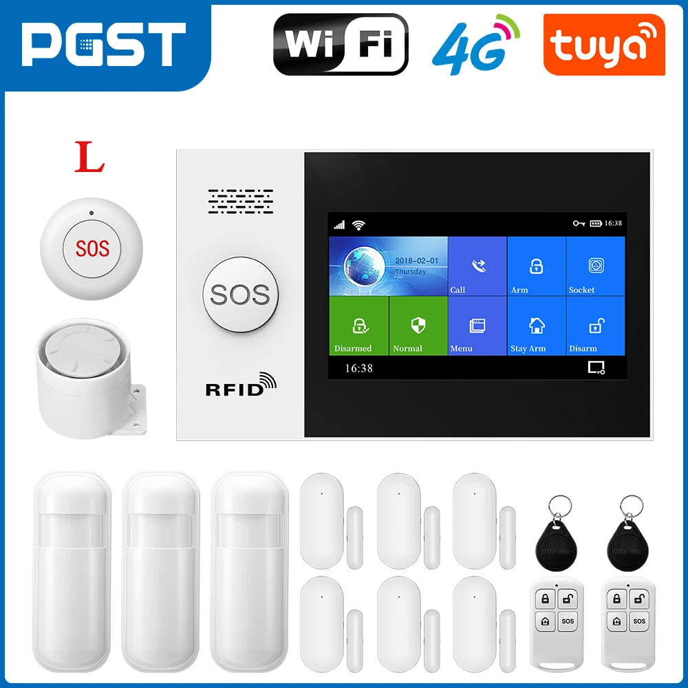 GauTone PG107 WiFi 4G Alarm System for Home Security with PIR Wireless Solar Siren Support Tuya Remote Control