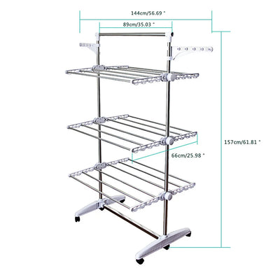 Rod Racks Floor Drying Racks Indoor And Outdoor Stainless Folding Rails Adjustable Telescopic Rolling Clothing Garment Rack