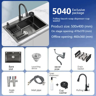 Stainless Steel Kitchen Sink Large Single Slot Undermount Basin Household Washbasin Multifunctional Sinks Apartment