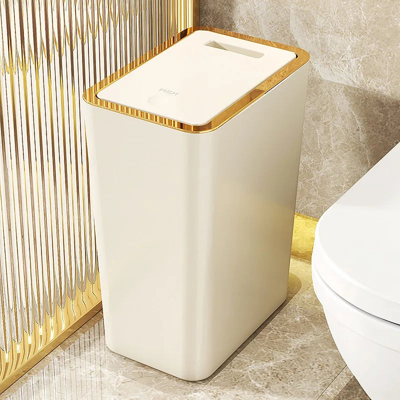 Garbage Bin For Household Square Press Style Luxury Style Living Room Kitchen Bathroom With Lid Garbage Bin