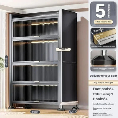 Storage Racks Multi-layer Storage Cabinets, Thickened Carbon Steel, Stainless Steel Feet, Suitable for Kitchen Living Room