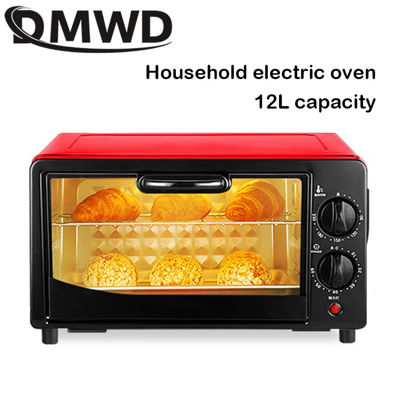 DMWD 12L Household Electric Oven Mini Multifunctional Bakery Timer Toaster Biscuits Bread Cake Pizza Cookies Baking Machine 220V