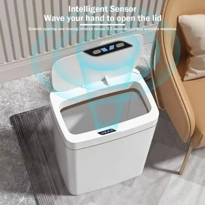 Non-contact narrow smart sensor trash can smart home 15L automatic bagging electronic trash can smart bathroom trash can green