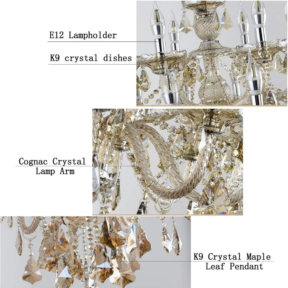 Crystal Chandelier 18 Lights,Contemporary Crystal Ceiling Chandelier Lighting Fixture Candle Style Base for Hallway (18 Lights)