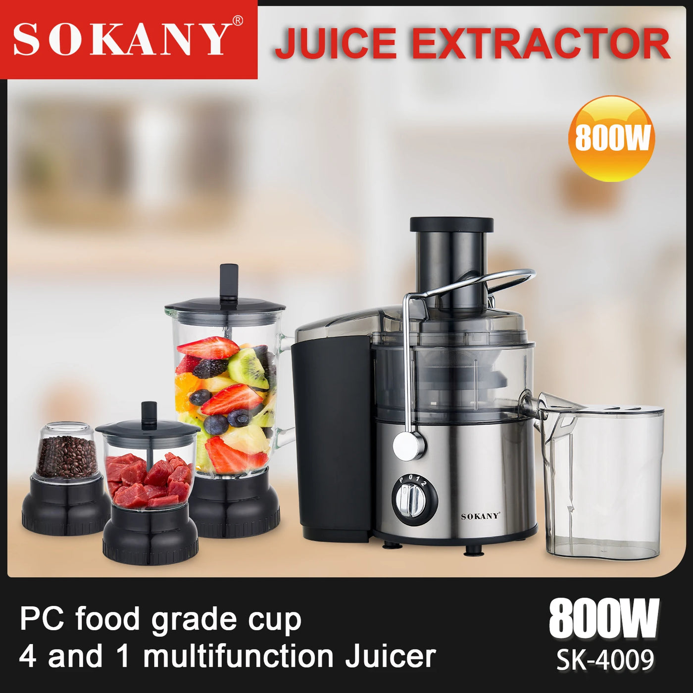 High Quality  4 In 1 Slow Juicers Extractor Machine 800w Strong Motor Blenders And Juicers Machine Orange Juicers