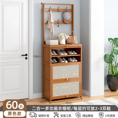 Multifunctional Shoe Rack Breathable Hanging Storage Shoe Cabinet Hallway Living Room Flip Door Rattan Shoe Organizer Cabinet