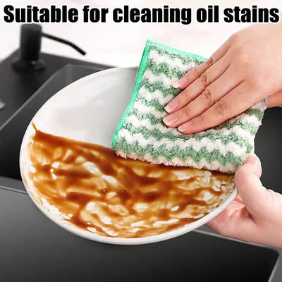 1PC Double-sided Fleece Dishcloths Super Absorbent Cleaning Cloths Scouring Pads Kitchen Washing Dish Rags Windows Wipe Towel