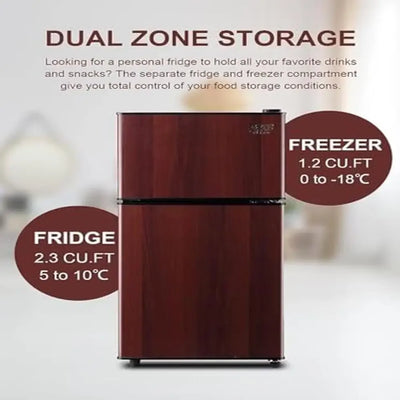 3.5 Cu. Ft. Mini Refrigerator Freezer 7-Level Temperature Adjustment Whisper Quiet LED Lights Adjustable Shelves Reversible Door