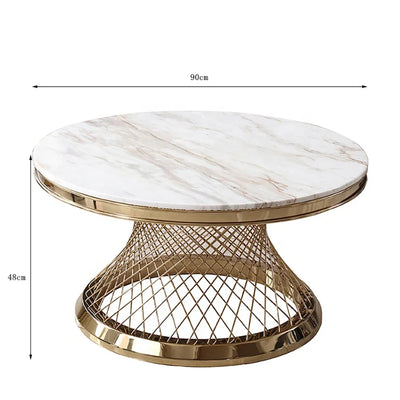 Italian Round Marble Coffee Table Luxury Stainless Steel Living Room Center Table