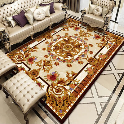 Chinese Style Carpet Big Size Rectangle Luxury Rugs Home Living Room Decoration Non Slip Washable Bedroom Bathroom Polyester Mat