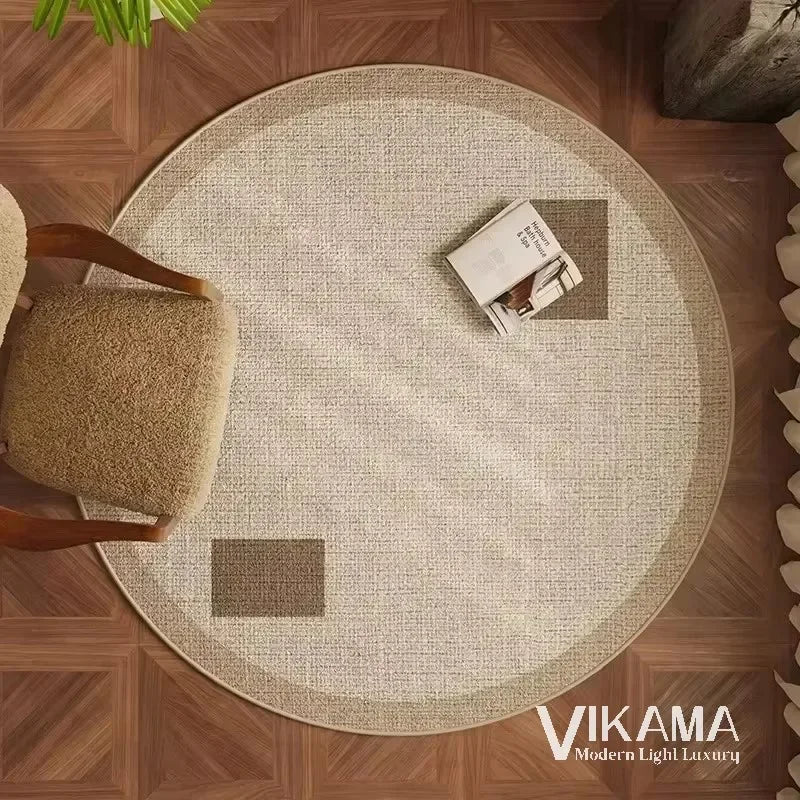 VIKAMA Round Simple Light Luxury Upgraded Material Living Room Bedroom Kitchen Bathroom Thickened Floor Mats Rug Carpet