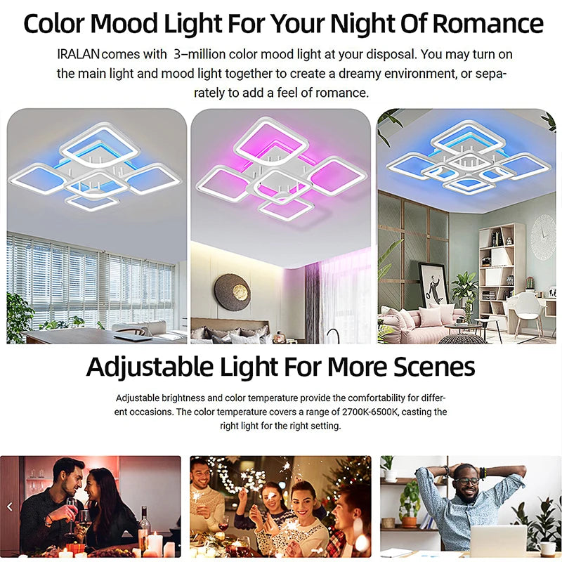 Modern LED Ceiling Lamp 130W 58CM APP Control Infinitely Dimmable Living Room Bedroom Study Lighting Interior Light 85~265V