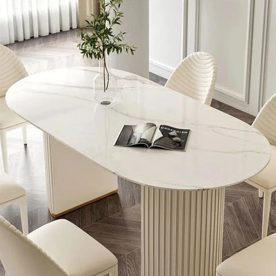 Waterproof Oval Dining Table Modern Base Stand Design Heat Resistance Dining Table Nordic Minimalist Mesa Comedor Home Furniture