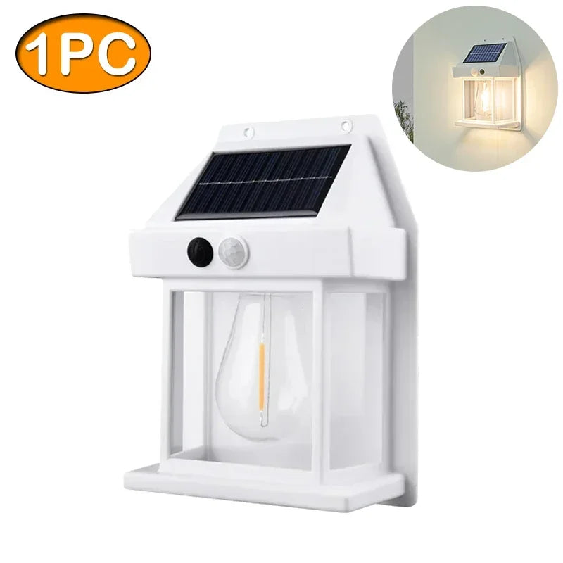 Tungsten wire Solar lamps Intelligent Motion Sensor Wall Lamp 3 Modes Waterproof Courtyard Garden corridor Decoration Lantern