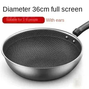 32cm Frying Pan,Stainless Steel Skillet Nonstick Fry Pans Chefs Pans Wok Pan for Gas Electric Induction Ceramic Stoves