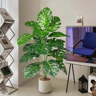 70-100cm Artificial Monstera Tree Fake Palm Plants Plastic Turtle Leafs Tropical Landscape Plants For Home Garden Office Decor