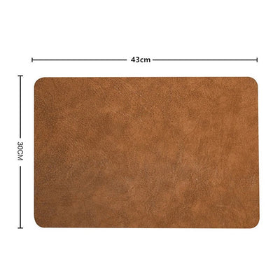 1pcs Light Luxury Solid Leather Placemat Coffee Brown PU Table Mat Waterproof Oilproof Heat-Insulated Plate Bowl Pad Table Decor