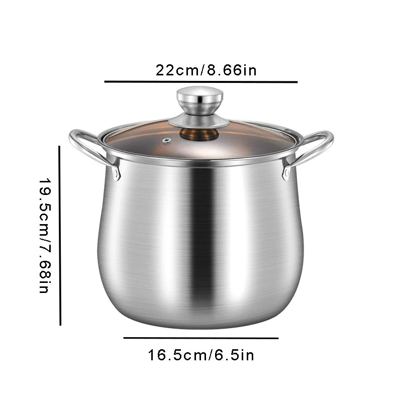 24cm Stainless Steel Soup Pot Large Capacity Home Cooking Pot Stew Chicken Induction Cooker Gas Stove Universal Kitchen Cookware