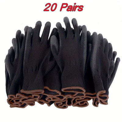 10pairs ventilate PU Coated Work Gloves,Excellent Grip,Nylon Shell Black Polyurethane Coated Safety Work Gloves,Knit Wrist Cuff