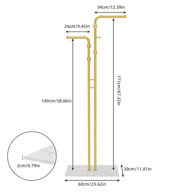 Gold Coat Rack Modern Garment Stand with Shelves and Hooks Heavy-duty Clothing Rack